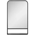 HOMCOM 34 x 21 Rectangle Modern Wall Mirror with Storage Shelf, Mirrors for Wall in Living Room, Bedroom, Black
