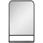 HOMCOM 34 x 21 Rectangle Modern Wall Mirror with Storage Shelf, Mirrors for Wall in Living Room, Bedroom, Black