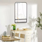 HOMCOM Miroir Mural Rectangulaire Moderne 34 x 21 avec Étagère de Rangement, Miroirs pour Mur de Salon, Chambre, Noir