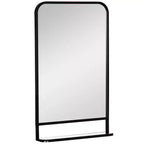 HOMCOM Miroir Mural Rectangulaire Moderne 34 x 21 avec Étagère de Rangement, Miroirs pour Mur de Salon, Chambre, Noir