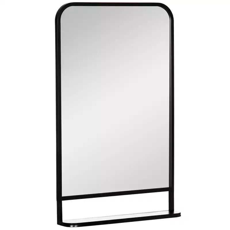HOMCOM Miroir Mural Rectangulaire Moderne 34 x 21 avec Étagère de Rangement, Miroirs pour Mur de Salon, Chambre, Noir