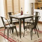 Yaheetech Lot de 4 chaises de salle à manger empilables en métal et assise en bois avec dossier et repose-pieds