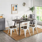 Yaheetech Lot de 4 chaises de salle à manger empilables en métal et assise en bois avec dossier et repose-pieds