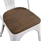 Yaheetech Lot de 4 chaises de salle à manger empilables en métal et assise en bois avec dossier et repose-pieds