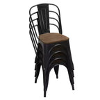 Yaheetech Lot de 4 chaises de salle à manger empilables en métal et assise en bois avec dossier et repose-pieds