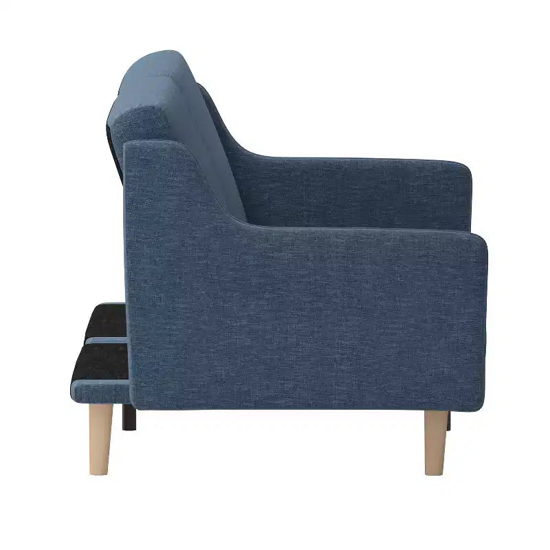 Flash Furniture Delphine Divano Futon Convertibile Premium con Schienale Diviso, Braccioli Curvi e Gambe in Legno Massello