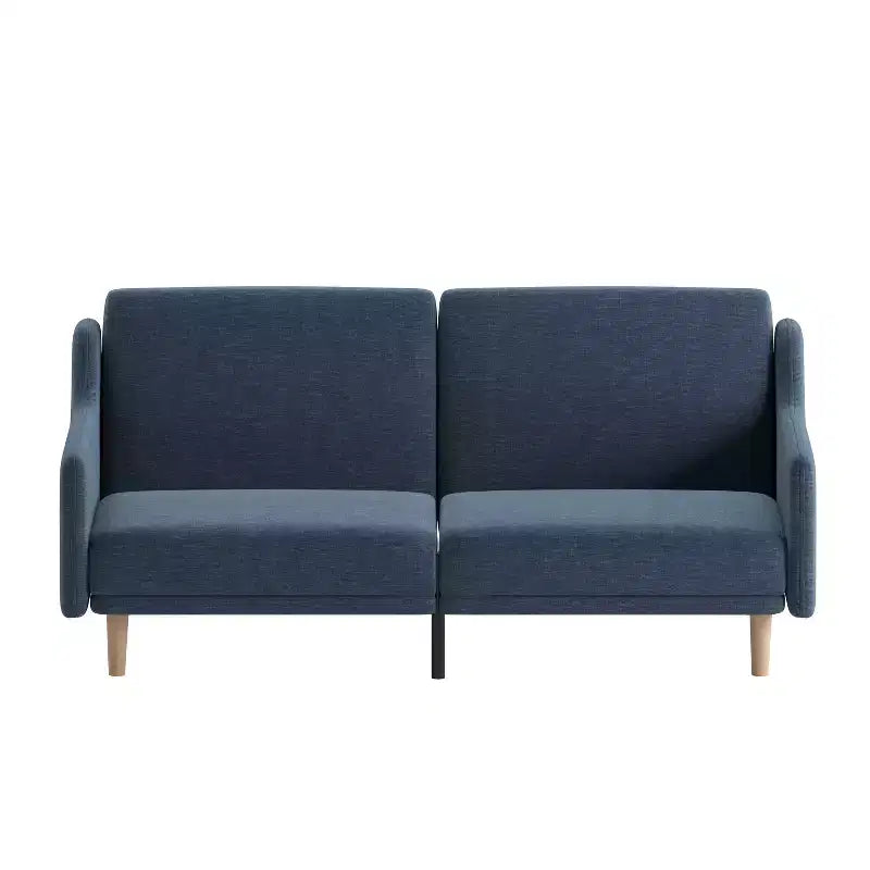 Flash Furniture Delphine Divano Futon Convertibile Premium con Schienale Diviso, Braccioli Curvi e Gambe in Legno Massello