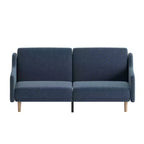 Flash Furniture Delphine Divano Futon Convertibile Premium con Schienale Diviso, Braccioli Curvi e Gambe in Legno Massello