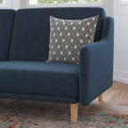 Flash Furniture Delphine Divano Futon Convertibile Premium con Schienale Diviso, Braccioli Curvi e Gambe in Legno Massello