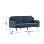 Flash Furniture Delphine Divano Futon Convertibile Premium con Schienale Diviso, Braccioli Curvi e Gambe in Legno Massello