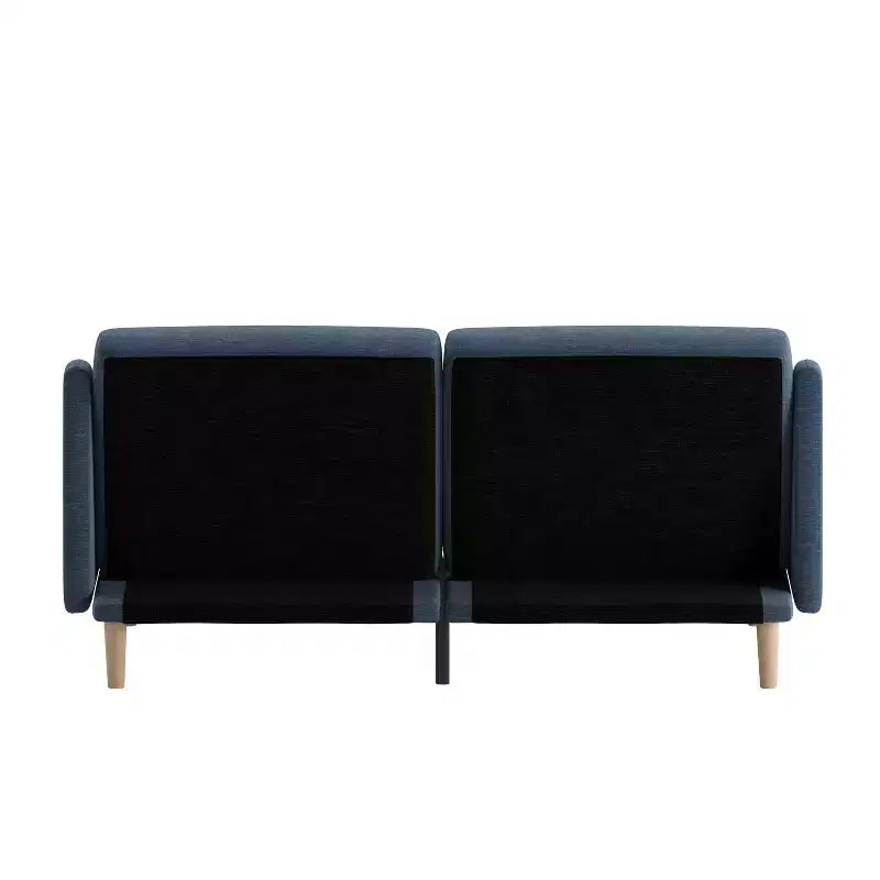 Flash Furniture Delphine Divano Futon Convertibile Premium con Schienale Diviso, Braccioli Curvi e Gambe in Legno Massello