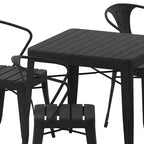 Flash Furniture - Tavolo Quadrato con Piano in Resina per Tutte le Stagioni e 4 Sedie in Metallo con Sedute in Poliresina - Nero