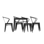 Flash Furniture - Tavolo Quadrato con Piano in Resina per Tutte le Stagioni e 4 Sedie in Metallo con Sedute in Poliresina - Nero