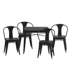 Flash Furniture - Tavolo Quadrato con Piano in Resina per Tutte le Stagioni e 4 Sedie in Metallo con Sedute in Poliresina - Nero