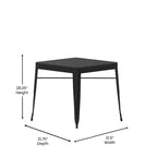 Flash Furniture - Tavolo Quadrato con Piano in Resina per Tutte le Stagioni e 4 Sedie in Metallo con Sedute in Poliresina - Nero