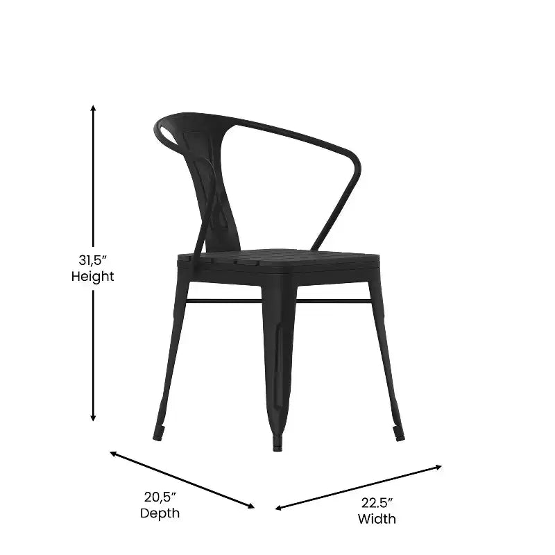 Flash Furniture - Tavolo Quadrato con Piano in Resina per Tutte le Stagioni e 4 Sedie in Metallo con Sedute in Poliresina - Nero