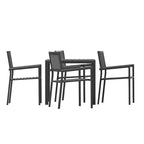Flash Furniture Harris Set da 5 Pezzi Tavolo e Sedie Commerciali per Interni/Esterni con Schienali e Sedute a Doghe in Resina Nera
