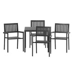 Flash Furniture Harris Set da 5 Pezzi Tavolo e Sedie Commerciali per Interni/Esterni con Schienali e Sedute a Doghe in Resina Nera