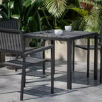 Flash Furniture Harris Set da 5 Pezzi Tavolo e Sedie Commerciali per Interni/Esterni con Schienali e Sedute a Doghe in Resina Nera