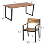 Costway Set da Tavolo da Pranzo per Esterni 7 Pezzi Brevettato in Legno di Acacia con Foro per Ombrellone