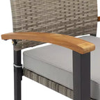 Set da pranzo da esterno Carlow a 7 pezzi Sunnydaze in rattan e legno di acacia con tavolo, sedie e cuscini per le sedie