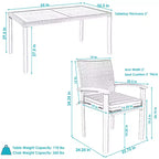 Set da pranzo da esterno Carlow a 7 pezzi Sunnydaze in rattan e legno di acacia con tavolo, sedie e cuscini per le sedie