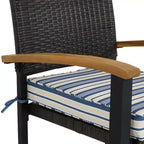 Set da pranzo da esterno Carlow a 7 pezzi Sunnydaze in rattan e legno di acacia con tavolo, sedie e cuscini per le sedie