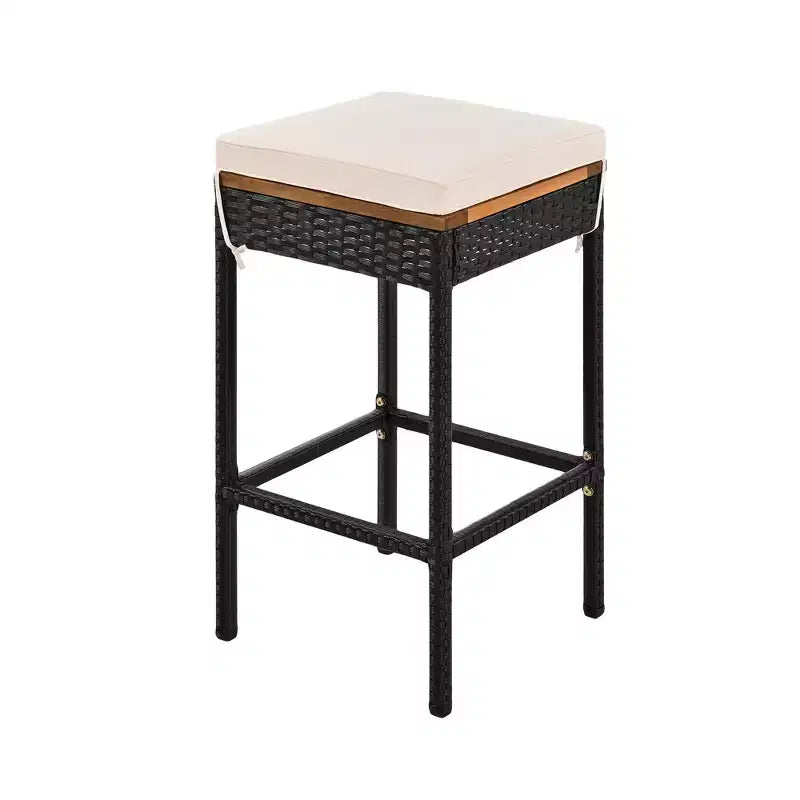 Set Bar da Esterno in Rattan 5 Pezzi con Piano Pieghevole in Legno di Acacia, 4 Sgabelli e 1 Tavolo, Marrone - ModernLuxe