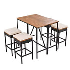 Set Bar da Esterno in Rattan 5 Pezzi con Piano Pieghevole in Legno di Acacia, 4 Sgabelli e 1 Tavolo, Marrone - ModernLuxe