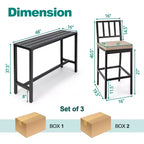 Costway Ensemble de 3 Meubles de Bar d'Extérieur en Métal avec Table et Chaises, Salon de Jardin avec Coussins
