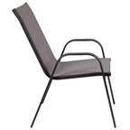 Set da patio sette pezzi Emma and Oliver con tavolo in metallo con piano in vetro temperato e 6 sedie impilabili Flex Comfort