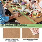 Set Tavolo da Picnic e Panche Costway da 1,8 m, da Esterno, in HDPE, Resistente, per 6-8 Persone, Marrone/Grigio