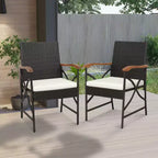 Costway Ensemble de salle à manger en osier 7 pièces pour terrasse, accoudoirs en bois d'acacia, table avec trou pour parasol