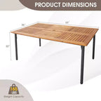 Costway Ensemble de salle à manger en osier 7 pièces pour terrasse, accoudoirs en bois d'acacia, table avec trou pour parasol