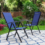 Captiva Designs Set da pranzo da esterno 5 pezzi con sedie pieghevoli regolabili in 7 posizioni e tavolo rotondo in metallo con foro per ombrellone