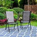 Captiva Designs Set da pranzo da esterno 5 pezzi con sedie pieghevoli regolabili in 7 posizioni e tavolo rotondo in metallo con foro per ombrellone
