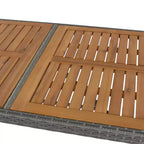 Set Bar da Esterno 5 Pezzi in Legno di Acacia e Rattan con Sgabelli da Bar e Cuscini Rimovibili, Grigio - ModernLuxe