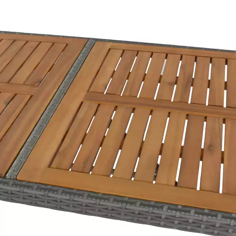 Set Bar da Esterno 5 Pezzi in Legno di Acacia e Rattan con Sgabelli da Bar e Cuscini Rimovibili, Grigio - ModernLuxe