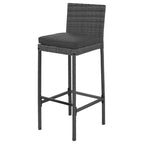 Set Bar da Esterno 5 Pezzi in Legno di Acacia e Rattan con Sgabelli da Bar e Cuscini Rimovibili, Grigio - ModernLuxe