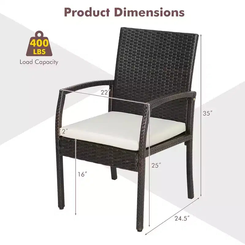 Costway Sedie da Pranzo in Rattan PE per Patio, Set da 2 Pezzi, con Morbidi Cuscini Sfoderabili, Poltrone per Giardino