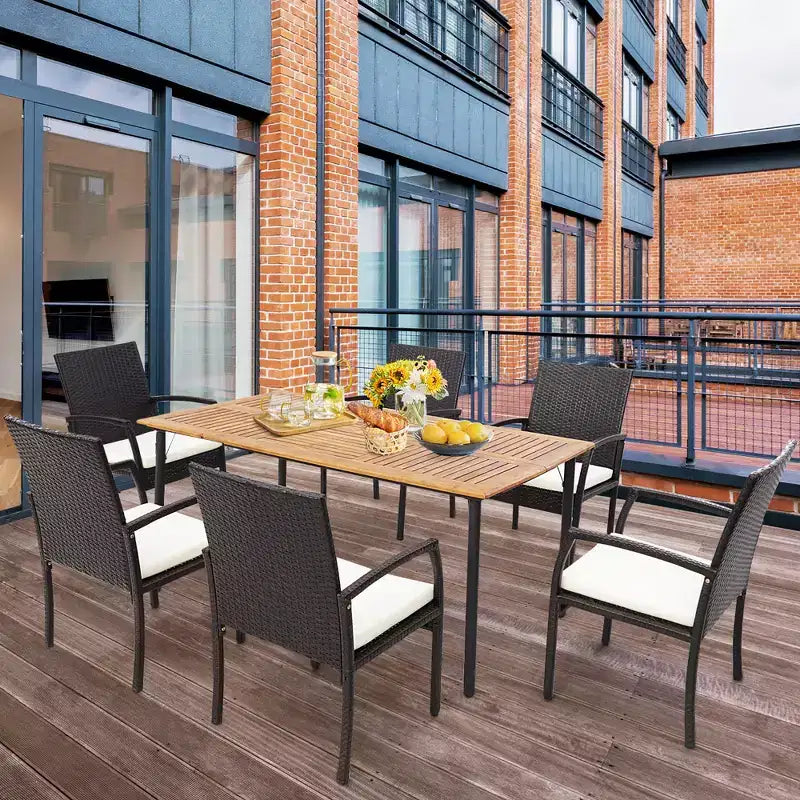 Costway Sedie da Pranzo in Rattan PE per Patio, Set da 2 Pezzi, con Morbidi Cuscini Sfoderabili, Poltrone per Giardino