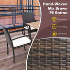 Costway Sedie da Pranzo in Rattan PE per Patio, Set da 2 Pezzi, con Morbidi Cuscini Sfoderabili, Poltrone per Giardino