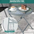 Costway Ensemble table et chaises pliantes de terrasse 3 pièces, siège extra-large, cadre en métal, portable, pour l'extérieur