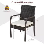 Costway Set da Pranzo per Esterni 7 Pezzi in Rattan Tavolo in Legno di Acacia 6 Sedie in Vimini con Foro per Ombrellone