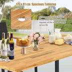 Costway Set da Pranzo per Esterni 7 Pezzi in Rattan Tavolo in Legno di Acacia 6 Sedie in Vimini con Foro per Ombrellone