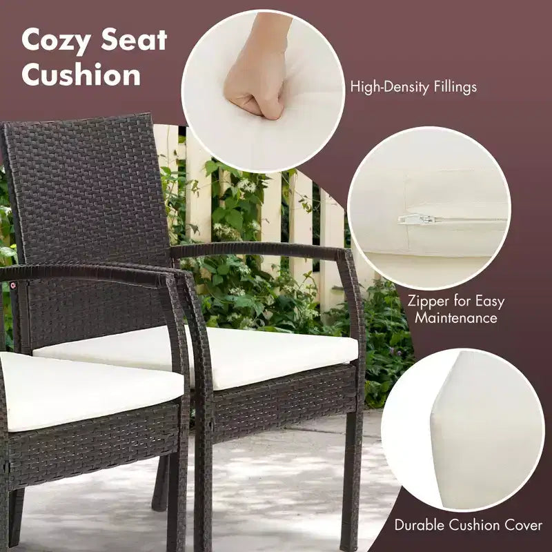 Costway Set da Pranzo per Esterni 7 Pezzi in Rattan Tavolo in Legno di Acacia 6 Sedie in Vimini con Foro per Ombrellone