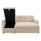 Divano sezionale reversibile con letto estraibile, chaise longue con contenitore nascosto, gambe durevoli,