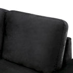 Divano sezionale a L a 5 posti con funzione letto, con pouf contenitore, vano contenitore nel bracciolo e ricarica USB per soggiorno, 84,75 pollici