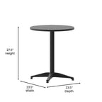 Set tavolo rotondo Emma e Oliver da 23,5" in alluminio per interni ed esterni con 2 sedie a doghe