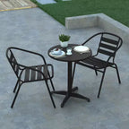 Set tavolo rotondo Emma e Oliver da 23,5" in alluminio per interni ed esterni con 2 sedie a doghe